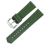 HUTBUVEAW Bracelet de montre en caoutchouc for Tag Heuer et Seiko, disponible en 18 mm, 20 mm, 22 mm et 24 mm, noir, bleu et orange, compatible avec toutes les marques.(Green silver clasp,20mm)