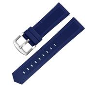 HUTBUVEAW Bracelet de montre en caoutchouc for Tag Heuer et Seiko, disponible en 18 mm, 20 mm, 22 mm et 24 mm, noir, bleu et orange, compatible avec toutes les marques.(Blue silver clasp,26mm)