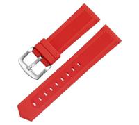HUTBUVEAW Bracelet de montre en caoutchouc for Tag Heuer et Seiko, disponible en 18 mm, 20 mm, 22 mm et 24 mm, noir, bleu et orange, compatible avec toutes les marques.(Red silver clasp,22mm)