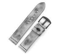 HUTBUVEAW Bracelet de montre en cuir 22mm, couture faite à la main, gris spécial brossé for ceinture de remplacement