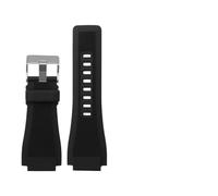 HUTBUVEAW Bracelet de Montre en Cuir de Vachette Italien à extrémité Convexe 34 * 24mm for la série Bell BR01 BR03 Bracelet de Montre Bracelet Ceinture Ross en Caoutchouc Hommes(Black Silicone SK)