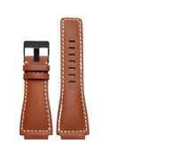 HUTBUVEAW Bracelet de Montre en Cuir de Vachette Italien à extrémité Convexe 34 * 24mm for la série Bell BR01 BR03 Bracelet de Montre Bracelet Ceinture Ross en Caoutchouc Hommes(Brown BK)