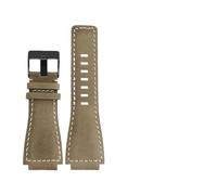 HUTBUVEAW Bracelet de Montre en Cuir de Vachette Italien à extrémité Convexe 34 * 24mm for la série Bell BR01 BR03 Bracelet de Montre Bracelet Ceinture Ross en Caoutchouc Hommes(Olive Green BK)