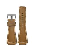 HUTBUVEAW Bracelet de Montre en Cuir de Vachette Italien à extrémité Convexe 34 * 24mm for la série Bell BR01 BR03 Bracelet de Montre Bracelet Ceinture Ross en Caoutchouc Hommes(Khaki SK)