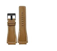 HUTBUVEAW Bracelet de Montre en Cuir de Vachette Italien à extrémité Convexe 34 * 24mm for la série Bell BR01 BR03 Bracelet de Montre Bracelet Ceinture Ross en Caoutchouc Hommes(Khaki BK)