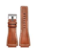 HUTBUVEAW Bracelet de Montre en Cuir de Vachette Italien à extrémité Convexe 34 * 24mm for la série Bell BR01 BR03 Bracelet de Montre Bracelet Ceinture Ross en Caoutchouc Hommes(Brown SK)