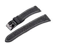 HUTBUVEAW Bracelet de montre en cuir denim fait main, disponible en bleu, vert et marron, avec système de fermeture rapide et souple.(Black,19mm)