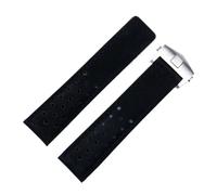 HUTBUVEAW Bracelet de montre en cuir suédé for montres TAG Heuer MONACO, noir, marron, bleu, 20 mm, 22 mm, 24 mm, en cuir de vachette.(Black silver clasp,20mm)