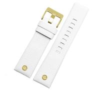 HUTBUVEAW Bracelet de montre en cuir véritable for Diesel DZ7257 1657 4323 7314 7313 7371, disponible en 22, 24, 26, 27, 28 et 30 mm, en noir, marron et blanc.(White gold,28mm)