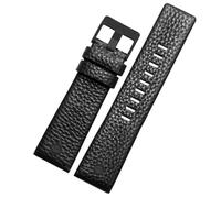 HUTBUVEAW Bracelet de montre en cuir véritable for Diesel DZ7257 1657 4323 7314 7313 7371, disponible en 22, 24, 26, 27, 28 et 30 mm, en noir, marron et blanc.(Black black,27mm)