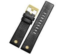HUTBUVEAW Bracelet de montre en cuir véritable for Diesel DZ7257 1657 4323 7314 7313 7371, disponible en 22, 24, 26, 27, 28 et 30 mm, en noir, marron et blanc.(Black gols,28mm)