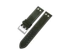 HUTBUVEAW Bracelet de montre en cuir véritable for Hamilton Khaki Aviation Field Navy H70595593 H77616533, bracelet homme 20/22 mm(Green white silver,22mm)