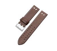 HUTBUVEAW Bracelet de montre en cuir véritable for Hamilton Khaki Aviation Field Navy H70595593 H77616533, bracelet homme 20/22 mm(Brown whitesilver,22mm)