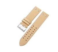 HUTBUVEAW Bracelet de montre en cuir véritable for Hamilton Khaki Aviation Field Navy H70595593 H77616533, bracelet homme 20/22 mm(Khaki silver,20mm)