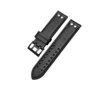 HUTBUVEAW Bracelet de montre en cuir véritable for Hamilton Khaki Aviation Field Navy H70595593 H77616533, bracelet homme 20/22 mm(Black black,20mm)