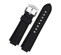 HUTBUVEAW Bracelet de montre en silicone for Casio EDIFICE série 5634 EFS-S570YD/YDC/YDB, bracelet convexe modifié, bracelet en caoutchouc noir(Black silver clasp)