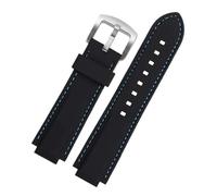 HUTBUVEAW Bracelet de montre en silicone for Casio EDIFICE série 5634 EFS-S570YD/YDC/YDB, bracelet convexe modifié, bracelet en caoutchouc noir(Black blue silver)