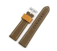 HUTBUVEAW Bracelet de montre en toile et cuir, 18mm, 20mm, 22mm, 24mm, café vert, couture faite à la main, à dégagement rapide, for hommes(Coffee,24mm)