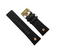 HUTBUVEAW Bracelet de montre for DIESEL DZ7313 DZ7333 DZ7311 DZ7371, en cuir de vachette avec rivet doré, disponible en 22, 24, 26, 27, 28 et 30 mm. Cuir véritable.(Black gold clasp,34mm)