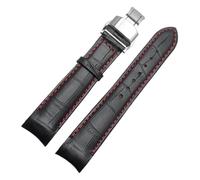 HUTBUVEAW Bracelet de montre homme à extrémités incurvées for Citizen BL9002-37 05A BT0001-12E 01A, en cuir véritable avec boucle papillon, 20, 21 et 22 mm.(BLACK WHITE,20mm)