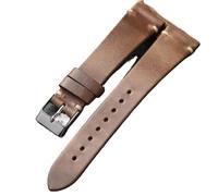 HUTBUVEAW Bracelet de montre homme fin style vintage en cuir Horween Chromexcel fait main, disponible en 18, 19, 20 et 22 mm, couleur café et noir, bracelet souple.(Brown-Silver Buckle,21mm)