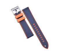 HUTBUVEAW Bracelet de montre hybride en cuir FPM/FKM, étanche, for plongée, à dégagement rapide, en caoutchouc fluoré, 20mm, 22mm(Orange-Blue 1,20mm)