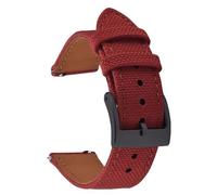 HUTBUVEAW Bracelet de montre souple en toile à dégagement rapide for hommes et femmes, 18 mm, 20 mm et 22 mm. Tige en nylon et doublure en cuir.(Red-Black Buckle,20mm)