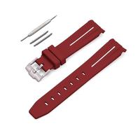 HUTBUVEAW Bracelet en caoutchouc à Interface incurvée, adapté à Omega X for s-watch Joint MoonSwatch 20mm, Bracelet étanche for hommes et femmes(Deep Red White line)