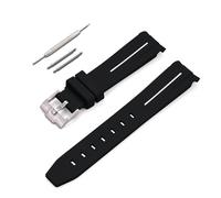 HUTBUVEAW Bracelet en caoutchouc à Interface incurvée, adapté à Omega X for s-watch Joint MoonSwatch 20mm, Bracelet étanche for hommes et femmes(Black White line)