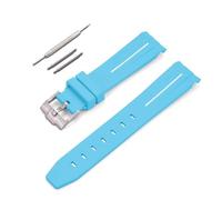 HUTBUVEAW Bracelet en caoutchouc à Interface incurvée, adapté à Omega X for s-watch Joint MoonSwatch 20mm, Bracelet étanche for hommes et femmes(Sky Blue White line)