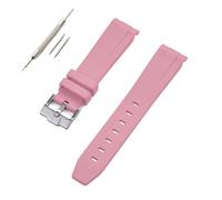 HUTBUVEAW Bracelet en caoutchouc à Interface incurvée, adapté à Omega X for s-watch Joint MoonSwatch 20mm, Bracelet étanche for hommes et femmes(Pink)