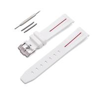 HUTBUVEAW Bracelet en caoutchouc à Interface incurvée, adapté à Omega X for s-watch Joint MoonSwatch 20mm, Bracelet étanche for hommes et femmes(White Red line)