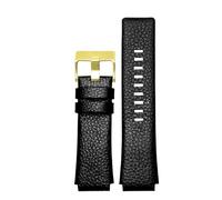 HUTBUVEAW Bracelet en Cuir de Veau Souple for Hommes, chaîne de Haute qualité for Diesel DZ1089 DZ1123 DZ1132, Sangle Convexe de Remplacement, 30 x 22mm, 30mm x 20, 28x20mm, Noir(Black gk,30mm-18mm)