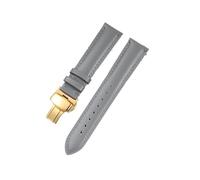 HUTBUVEAW Bracelet en cuir souple à motif litchi for montres Cartier, Omega, Casio et Fossile, orange et vert, tailles 18, 19, 20 et 22 mm. Accessoires inclus.(Gray-gold,21mm)