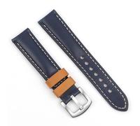 HUTBUVEAW Bracelet Vintage en cuir véritable for hommes, 18mm, 20mm, 22mm, 24mm, noir, bleu, café, accessoires de remplacement(Blue,24mm)