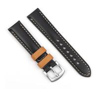 HUTBUVEAW Bracelet Vintage en cuir véritable for hommes, 18mm, 20mm, 22mm, 24mm, noir, bleu, café, accessoires de remplacement(Black,24mm)