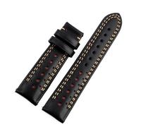 HUTBUVEAW Bracelets de montre faits à la main, 22mm, marron, noir, remplacement, ligne douce et épaisse, bracelet poreux respirant(Black-red)