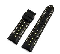 HUTBUVEAW Bracelets de montre faits à la main, 22mm, marron, noir, remplacement, ligne douce et épaisse, bracelet poreux respirant(Blue-yellow)