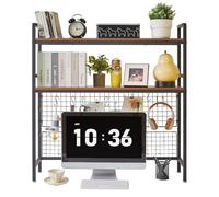 Hutch de bureau en métal avec panneau de pied, 2 niveaux moniteur Stand Riser titulaire 32 pouces écran, rack de stockage en acier résistant pour le dortoir de bureau, étagère compacte d'économie d'es
