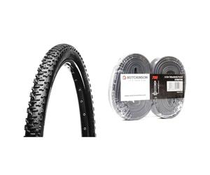 Hutchinson Cameleon-Pneu Vélo-VTT-Résistance-Tringles Rigides, Noir, 26 x 1,95 & CV657611 Lot de 2 Chambre à air de vélo Mixte, Noir, 26 x 1,70 à 2,35