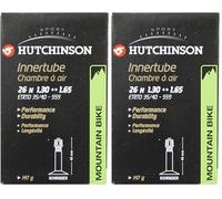 HUTCHINSON - Chambre À Air - VTT - Standard - Résistance Et Anti-Crevaison - Valve Schräder - Épaisseur 0.9 mm - 48 MM - 26 x 1,30-1,65, Noir (Lot de 2)