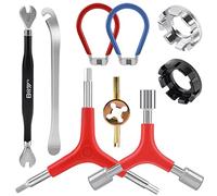 HUTHUHNHN Lot de 9 clés à rayons pour vélo - Tendeur de rayons - Outil de tendeur de tétons - Clé Allen à trois voies - Démonte-pneus de vélo