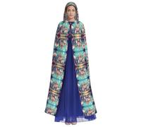 HUTOOLEE Cape à capuche château classique pour Halloween, cosplay, bal de fin d'année, comic Con, décoration de fête pour adultes, belle impression graphique, noir
