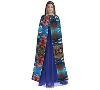 HUTOOLEE Cape à capuche en corail de requin sous-marin pour Halloween, cosplay, bal de fin d'année, bande dessinée pour adulte, décoration de fête pour adultes, belle impression graphique, noir