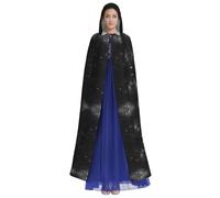 HUTOOLEE Cape à capuche galaxie noire et blanche pour Halloween, cosplay, bal de fin d'année, comic Con, décoration de fête pour adultes, belle impression graphique