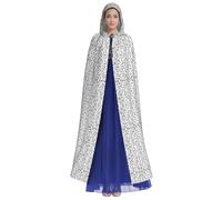 HUTOOLEE Cape à capuche noire et blanche à pois pour Halloween, cosplay, bal de fin d'année, comic Con, décoration de fête pour adultes, belle impression graphique