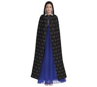 HUTOOLEE Cape à capuche papillon mystère pour Halloween, cosplay, bal de fin d'année, bande dessinée pour adulte, décoration de fête pour adultes, belle impression graphique, noir