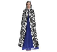 HUTOOLEE Cape à capuche rayée noire et blanche pour Halloween, cosplay, bal de fin d'année, comic Con, décoration de fête pour adultes, belle impression graphique