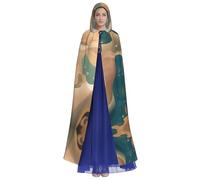 HUTOOLEE Dunhuang Cape à capuche mystère pour Halloween, cosplay, bal de fin d'année, Comic Con pour adulte, décoration de fête pour adultes, belle impression graphique, noir