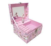 HUTRADE Boîte à bijoux musicale pour fille - Motif licorne, avec miroir et ballerine - Boîte à bijoux rose pour enfants